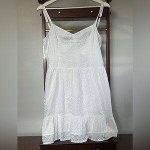 Hollister Women’s Medium White Eyelet Summer Dress Adjustable Tank Straps